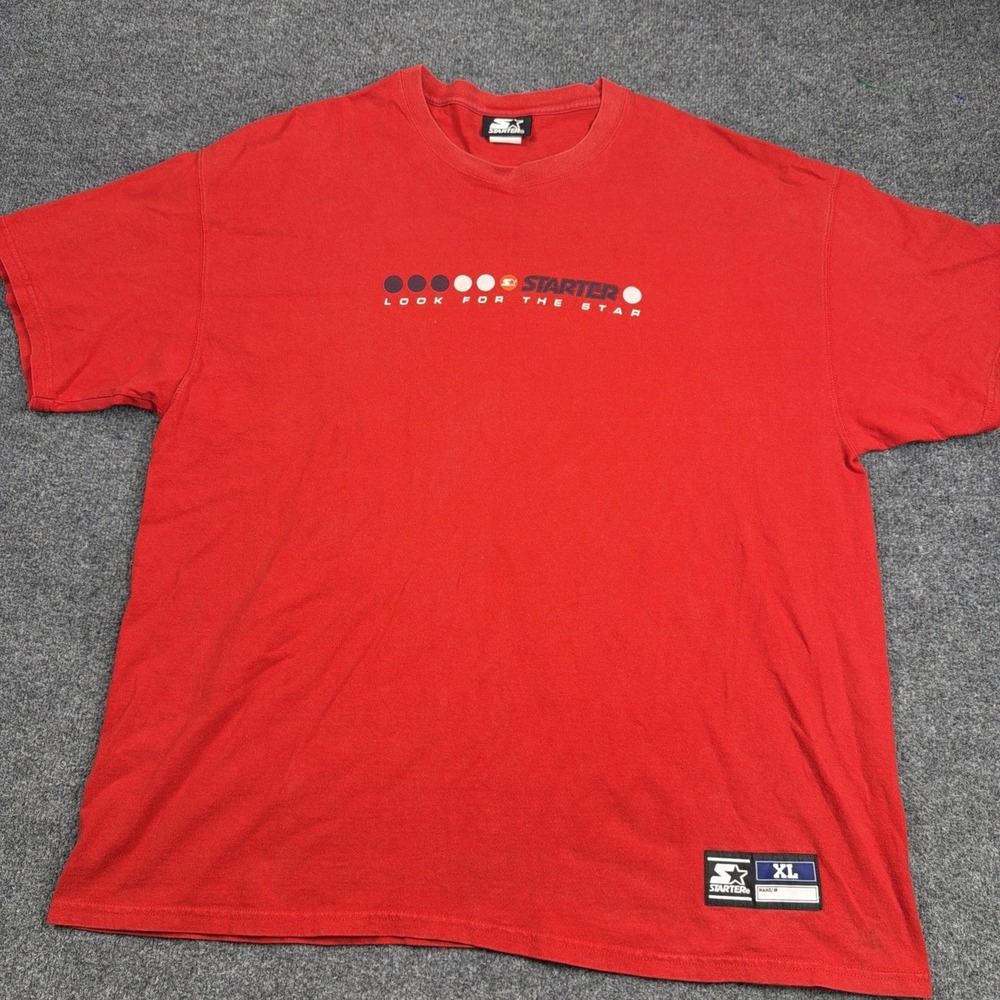 Starter Look For The Star T Shirt XL Red Spellout Logo Vintage Y2K Athletic
